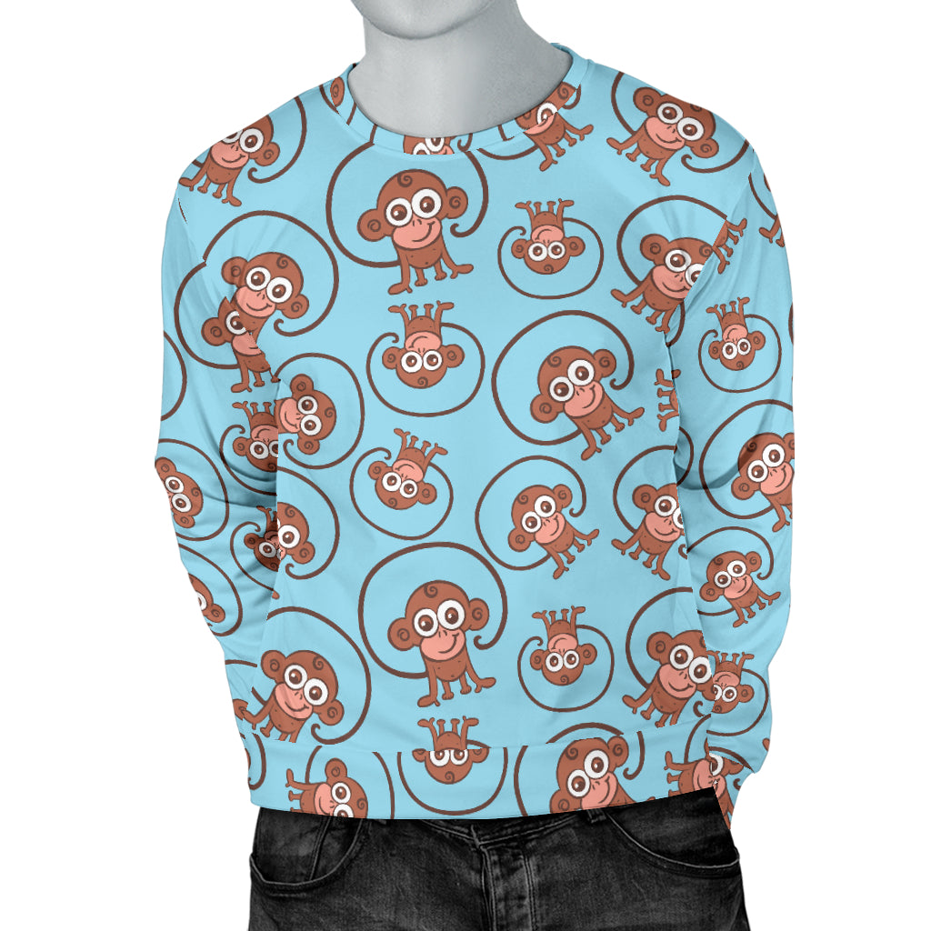 Monkey Cute Design Themed Print Men Long Sleeve Sweatshirt