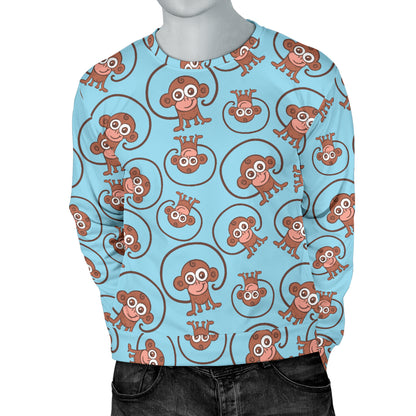 Monkey Cute Design Themed Print Men Long Sleeve Sweatshirt