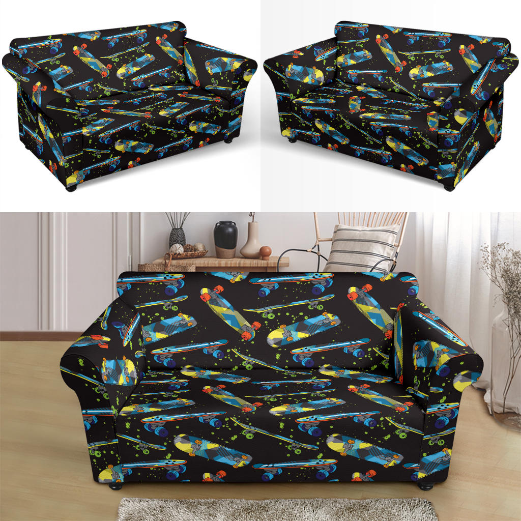 Skateboard Print Design LKS305 Loveseat Couch Slipcover