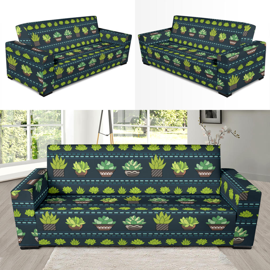Cactus Pattern Print Design 07 Sofa Slipcover