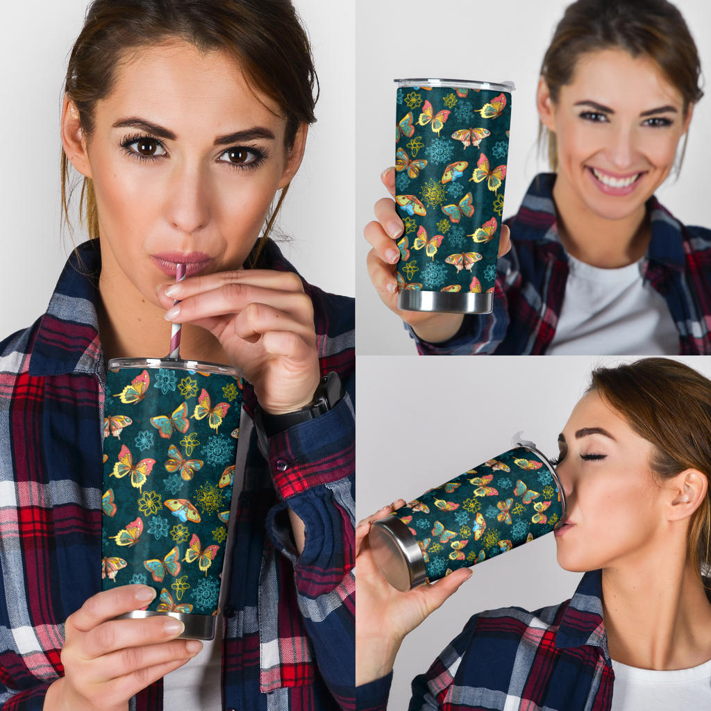 Butterfly Hand Draw Print Pattern Tumbler
