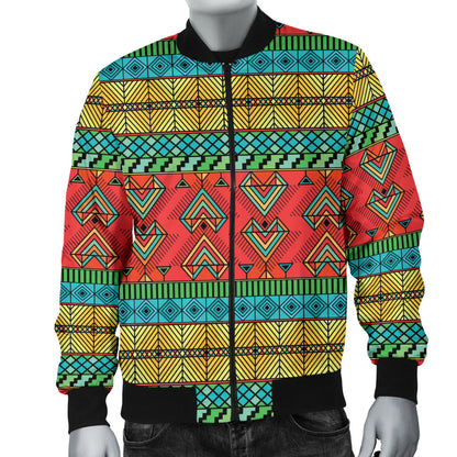 African Colorful Zigzag Print Pattern Men Bomber Jacket