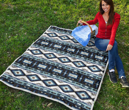 Navajo Dark Blue Print Pattern Quilt Bedspread
