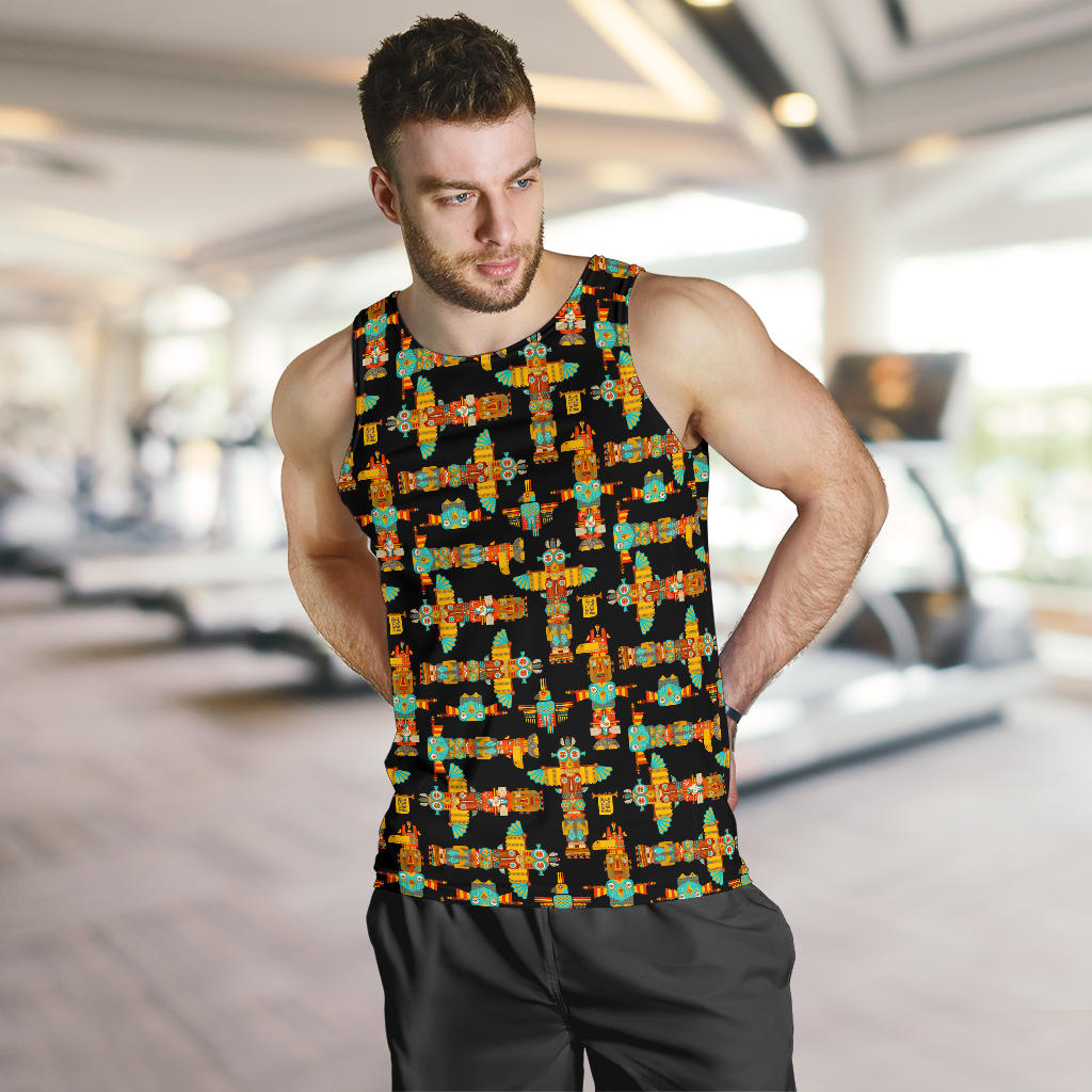 Totem Pole Cartoon Print Men Tank Top