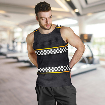 Checkered Flag Yellow Line Style Men Tank Top