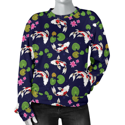 Koi Carp Pattern Design Themed Print Women Long Sleeve Sweatshirt