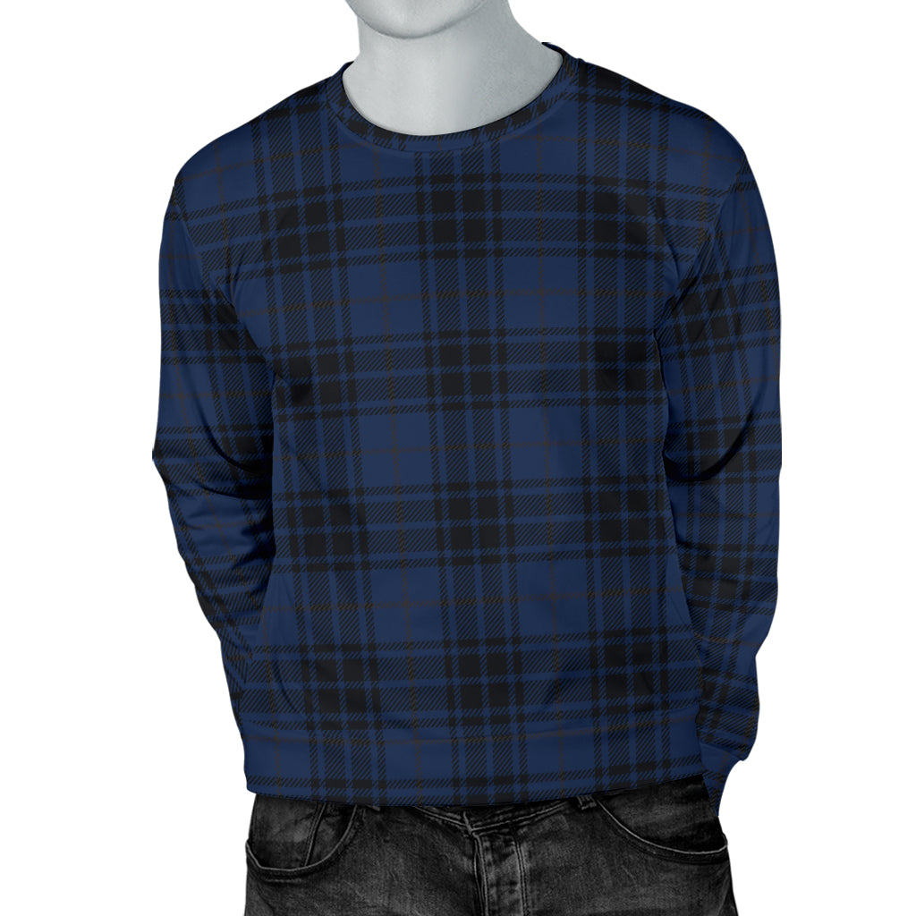 Navy Blue Tartan Plaid Pattern Men Long Sleeve Sweatshirt