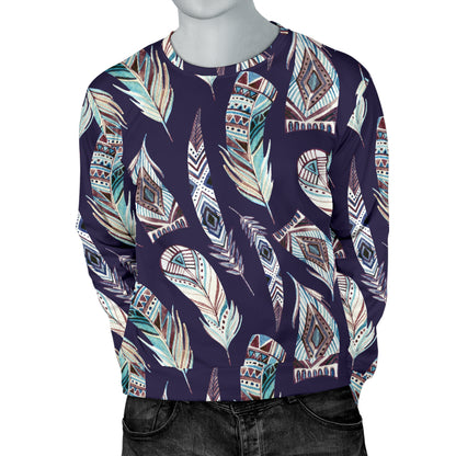 Feather Vintage Boho Design Print Men Long Sleeve Sweatshirt