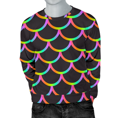 Mermaid Tail Rainbow Design Print Men Long Sleeve Sweatshirt