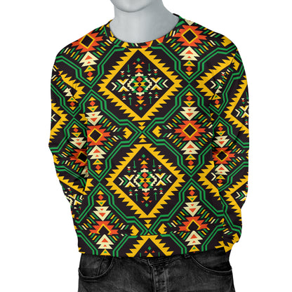 Kente Green Design African Print Men Long Sleeve Sweatshirt