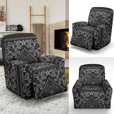 Bandana Black White Print Design LKS302 Recliner Slipcover