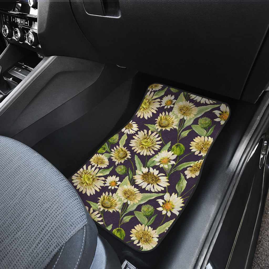 Daisy Vintage Print Pattern Car Floor Mats Front Back