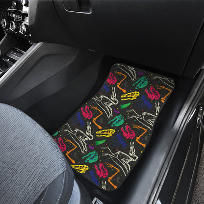 Dinosaur Skull Color Print Pattern Car Floor Mats Front Back