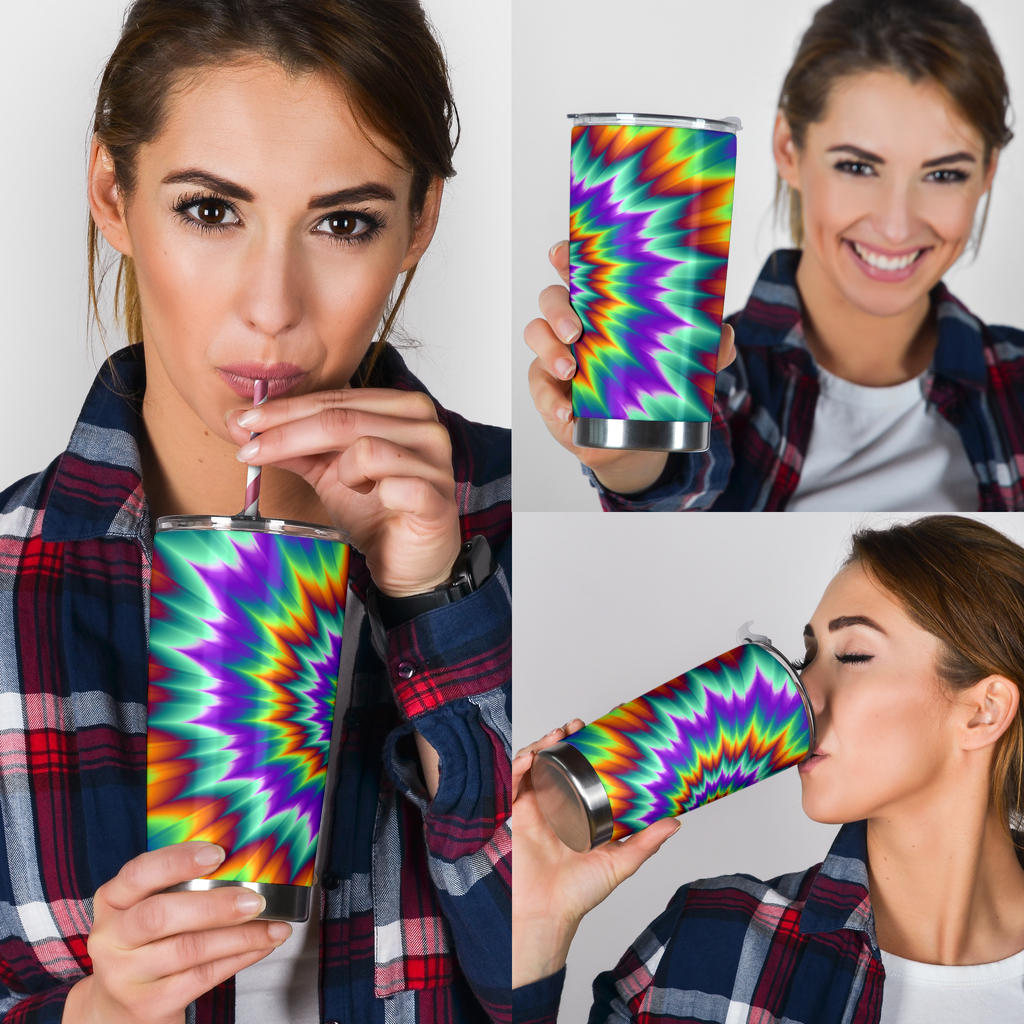 Optical illusion Pulsing fiery spirals Tumbler