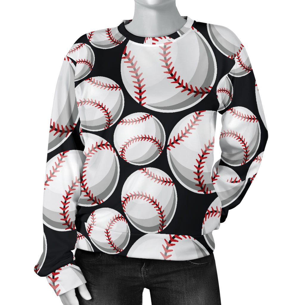 Baseball Black Background Women Long Sleeve Sweatshirt