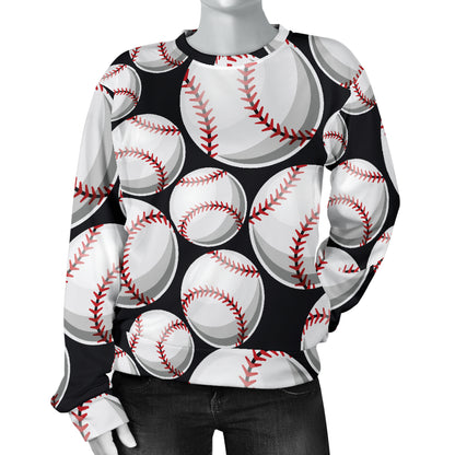 Baseball Black Background Women Long Sleeve Sweatshirt