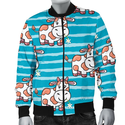 Cow Cute Print Pattern Men Bomber Jacket