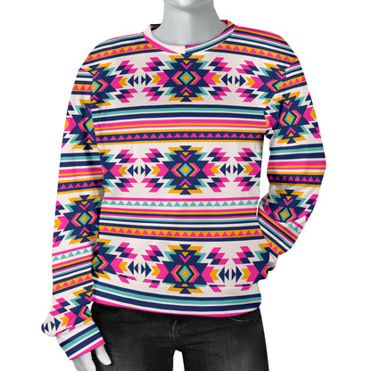 Indian Navajo Neon Themed Design Print Women Long Sleeve Sweatshirt