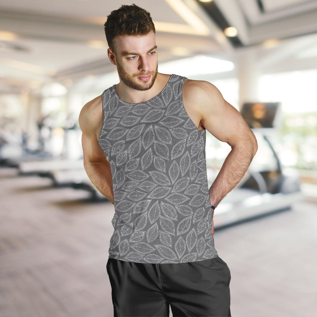 Elm Leave Grey Print Pattern Men Tank Top