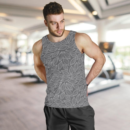 Elm Leave Grey Print Pattern Men Tank Top