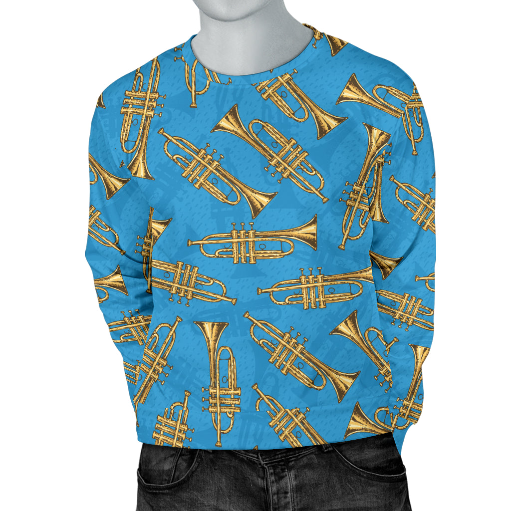 Trumpet Golden Pattern Themed Print Men Long Sleeve Sweatshirt