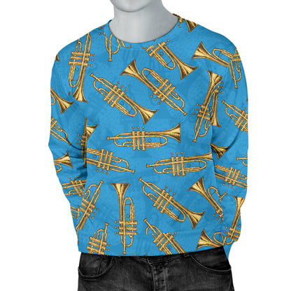 Trumpet Golden Pattern Themed Print Men Long Sleeve Sweatshirt