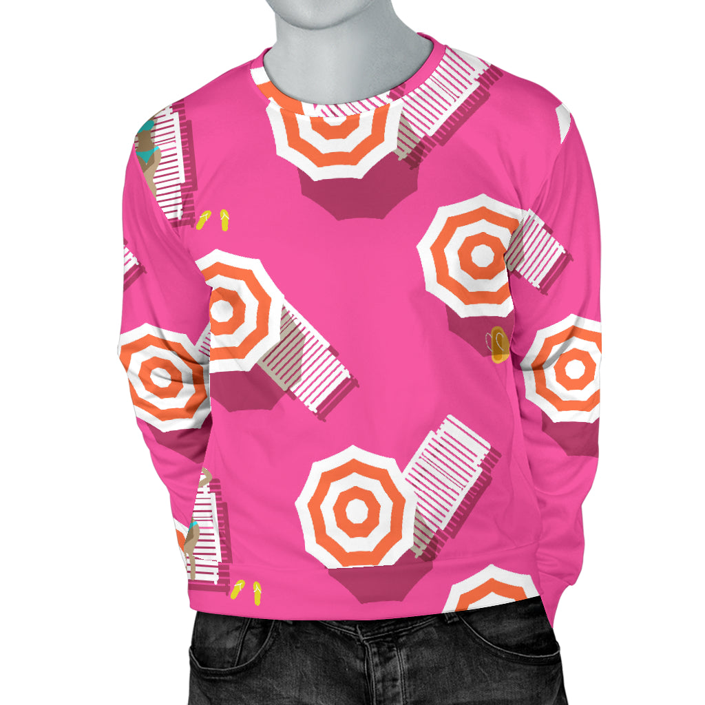 Beach Top View Umbrella Theme Men Long Sleeve Sweatshirt