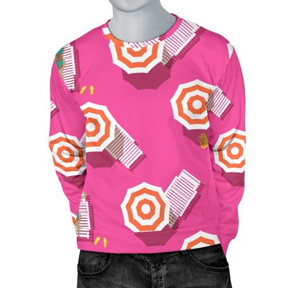 Beach Top View Umbrella Theme Men Long Sleeve Sweatshirt
