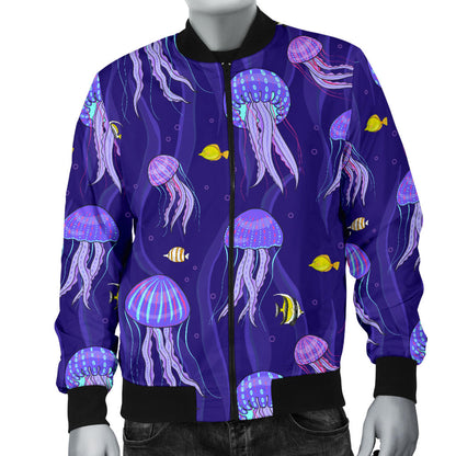 Jellyfish Style Print Men Bomber Jacket