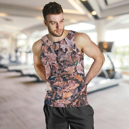 Camouflage Realistic Tree Leaf Print Men Tank Top
