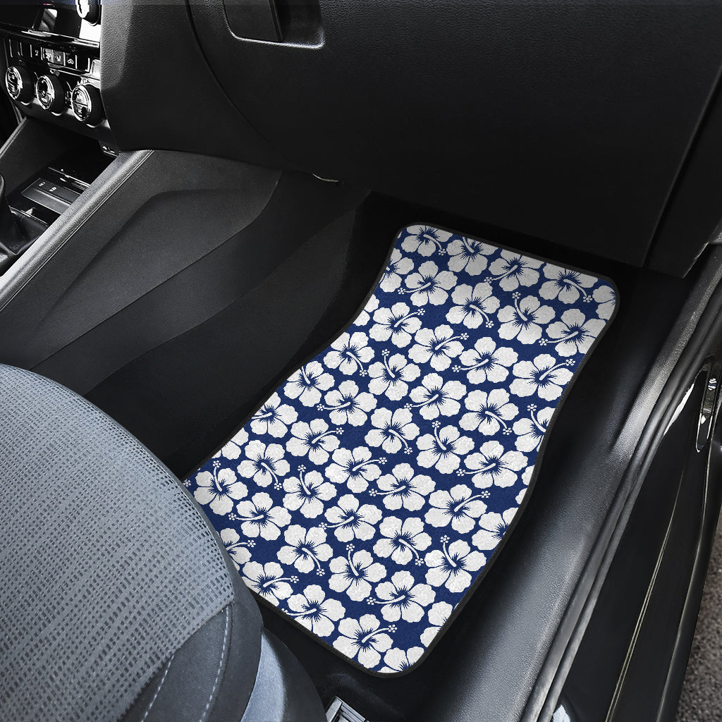Hibiscus Blue Hawaiian Flower Pattern Car Floor Mats Front Back