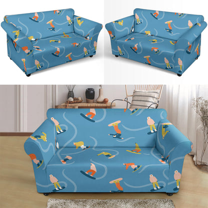 Snowboard Print Design LKS303 Loveseat Couch Slipcover