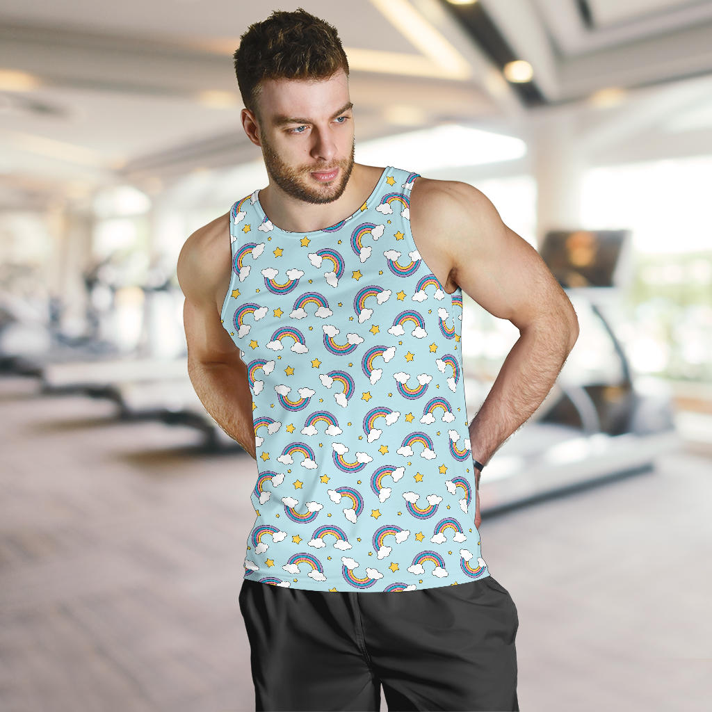 Rainbow Cloud Print Pattern Men Tank Top