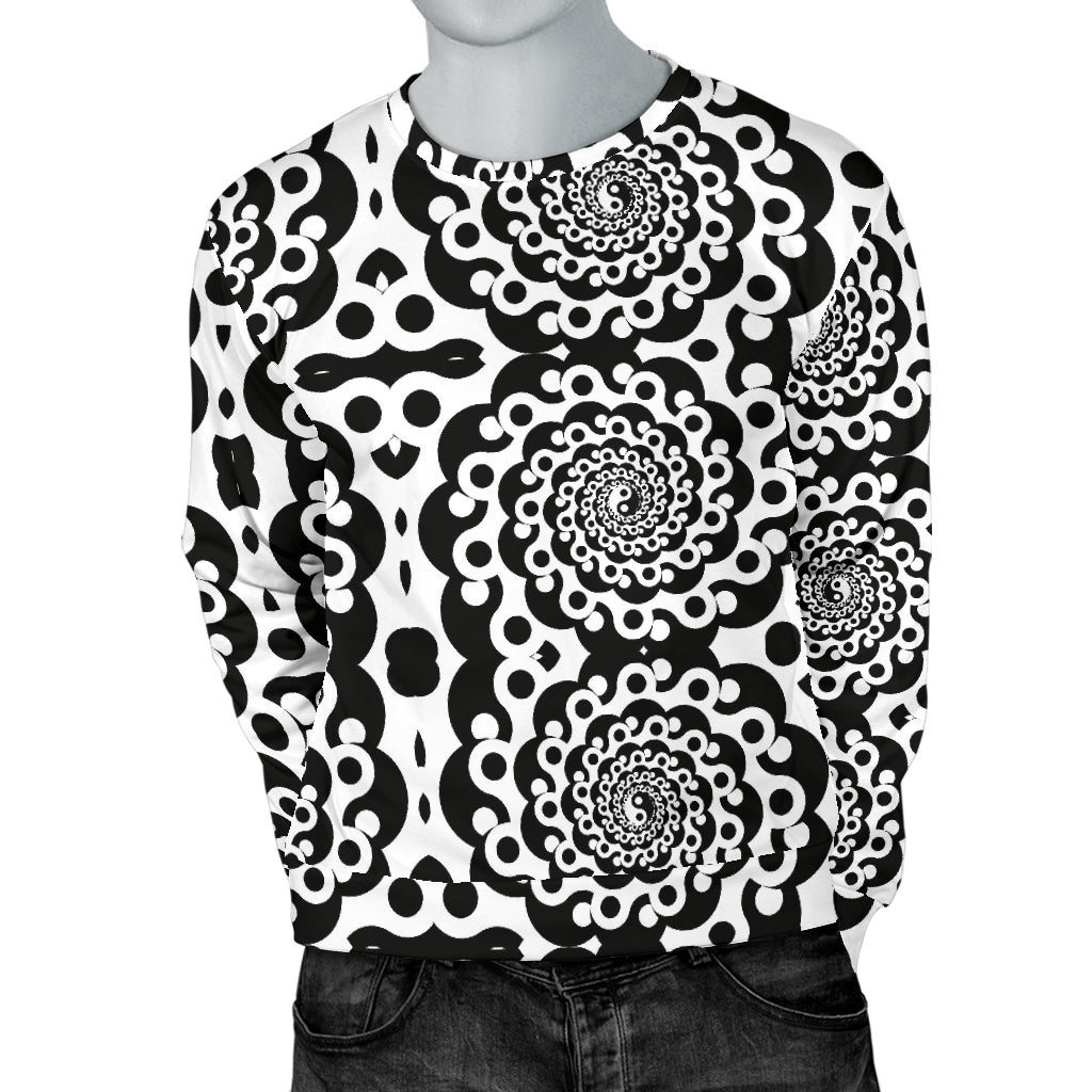 Yin Yang Spiral Design Print Men Long Sleeve Sweatshirt