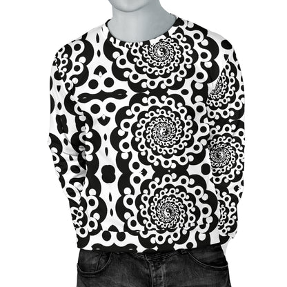 Yin Yang Spiral Design Print Men Long Sleeve Sweatshirt