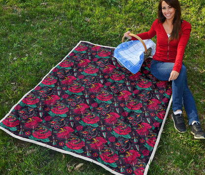 Old School Tattoo Print Quilt Bedspread
