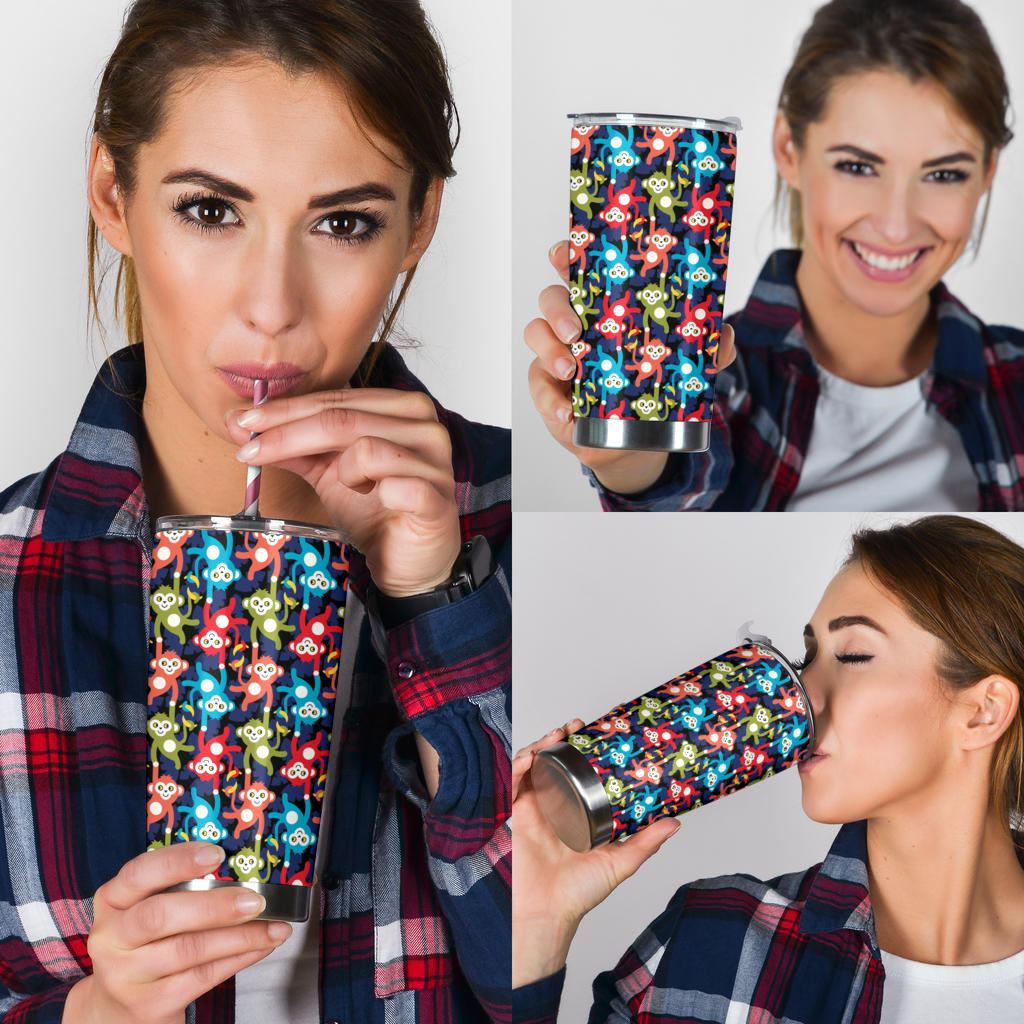 Monkey Colorful Design Themed Print Tumbler