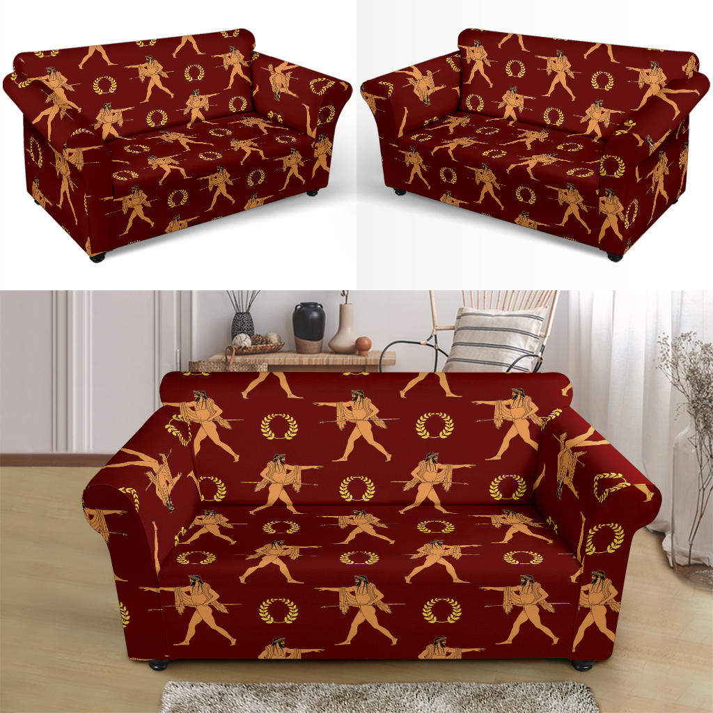Ancient Greek Print Design LKS307 Loveseat Couch Slipcover