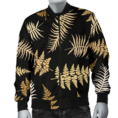 Fern Leave Bright Print Pattern Men Bomber Jacket