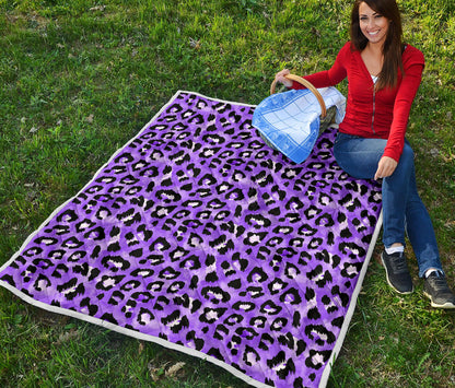 Leopard Purple Skin Print Quilt Bedspread