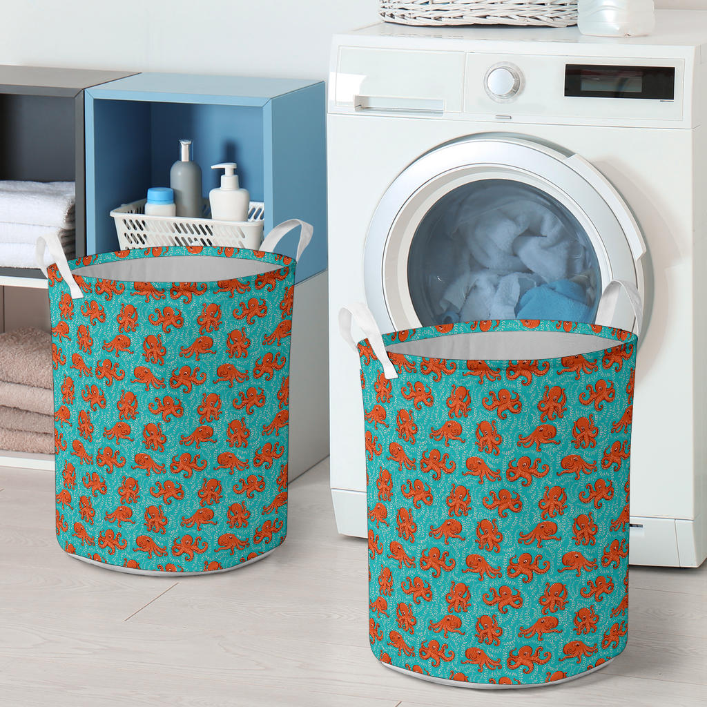 Octopus Cartoon Design Print Themed Laundry Basket