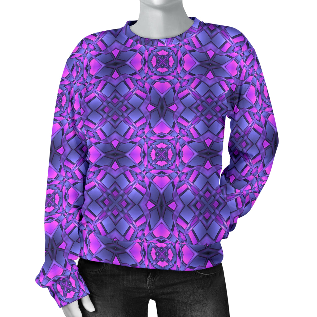 kaleidoscope Pattern Print Design Women Long Sleeve Sweatshirt