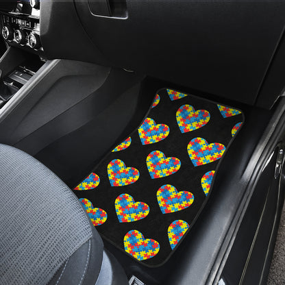 Autism Awareness Heart Design Print Car Floor Mats Front Back