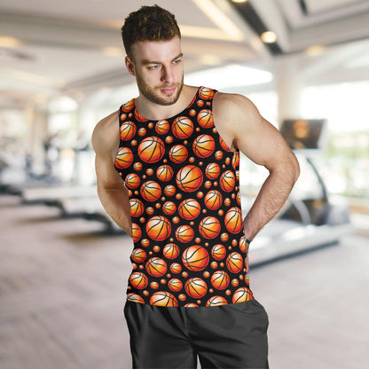 Basketball Black Background Pattern Men Tank Top