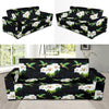 Hummingbird with Flower Pattern Print Design 03 Sofa Slipcover