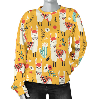 Llama Cute Themed Print Women Long Sleeve Sweatshirt