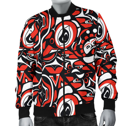 Native North American Themed Print Men Bomber Jacket