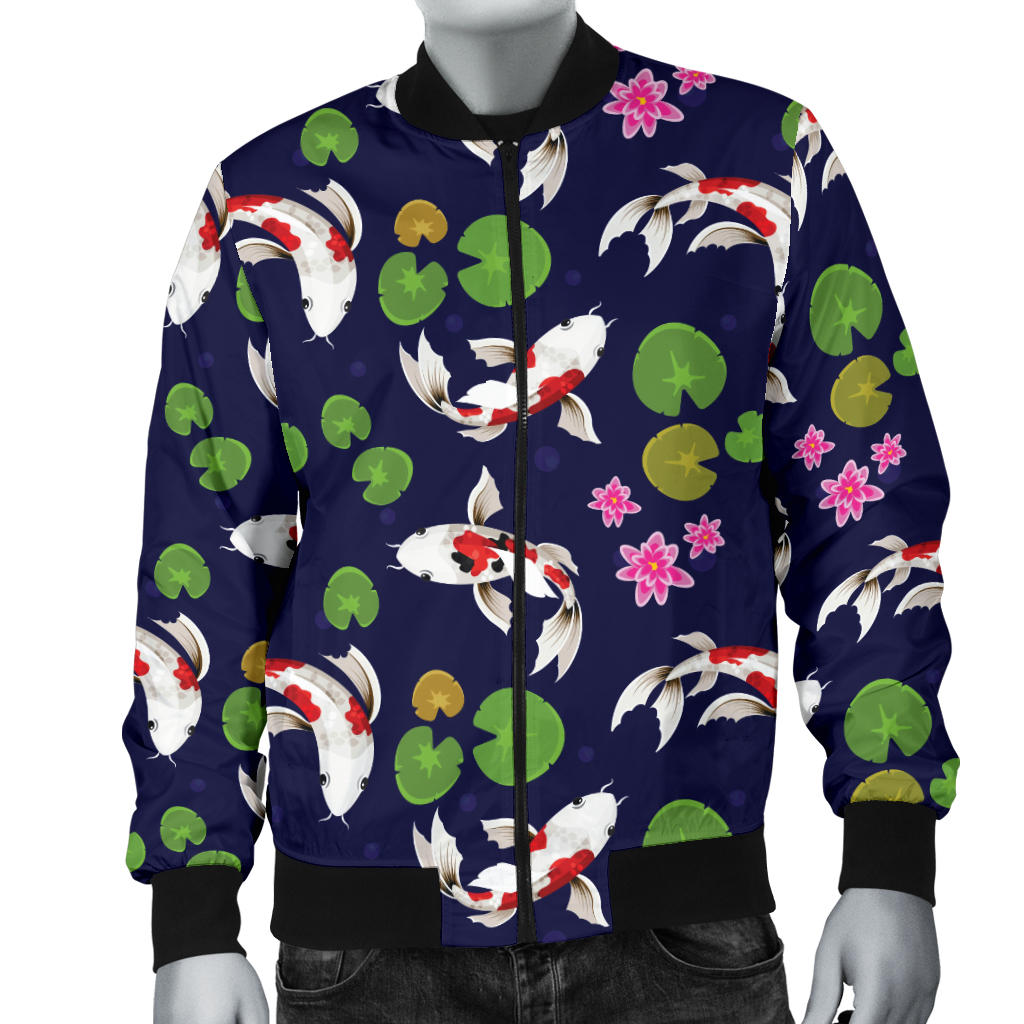 Koi Carp Pattern Design Themed Print Men Bomber Jacket