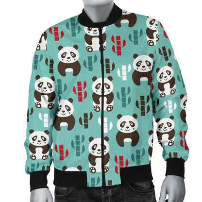 Panda Bear Cute Themed Print Men Bomber Jacket