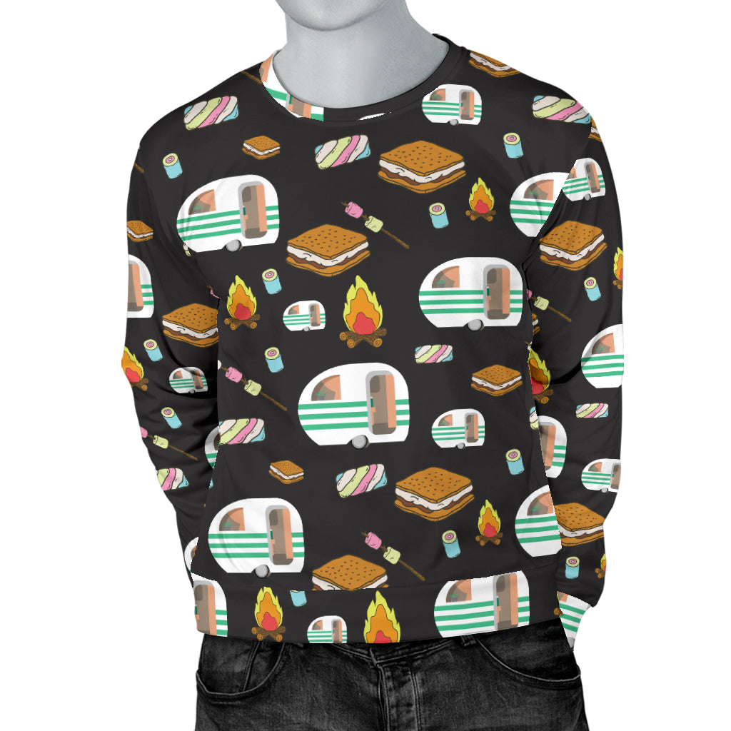 Camper marshmallow Camping Design Print Men Long Sleeve Sweatshirt